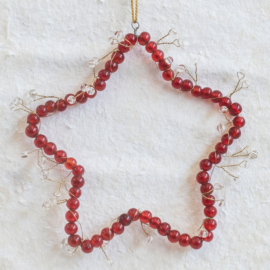 Red Glass Beaded Star