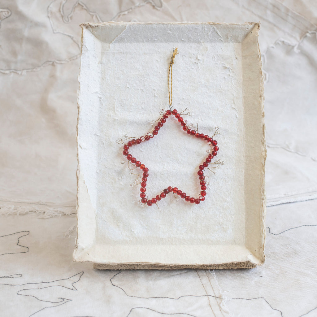 Red Glass Beaded Star