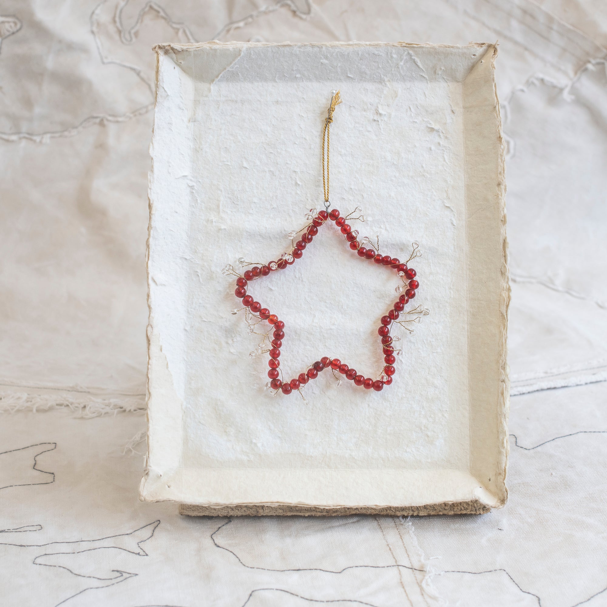 Red Glass Beaded Star