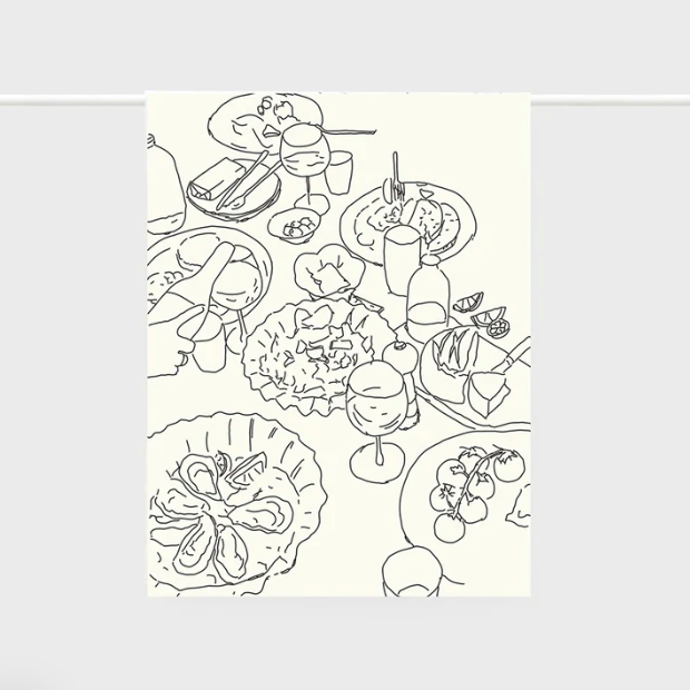 Linen Tea Towel - Lunch by Father Rabbit