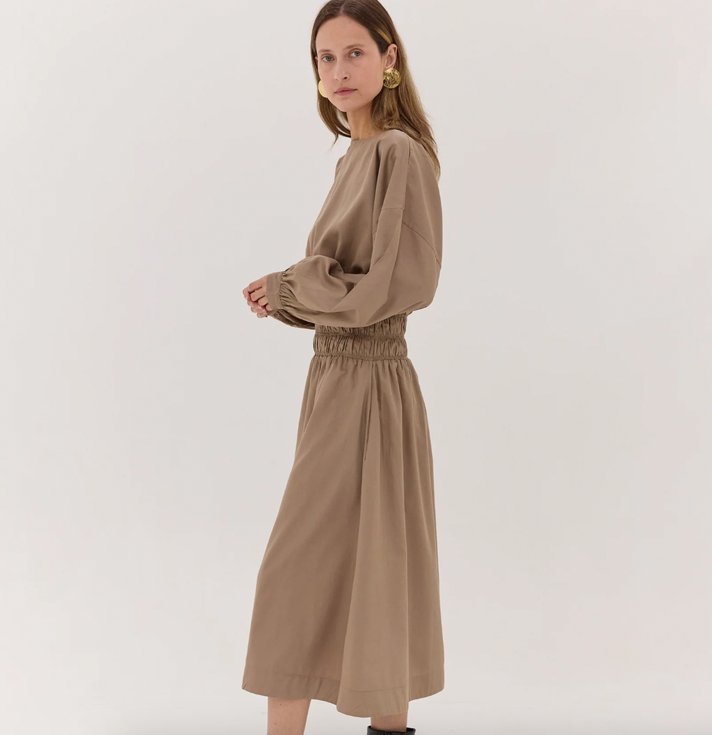 Cloth and Co The Billow Sleeve Winter Dress - Praline