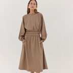 Cloth and Co The Billow Sleeve Winter Dress - Praline