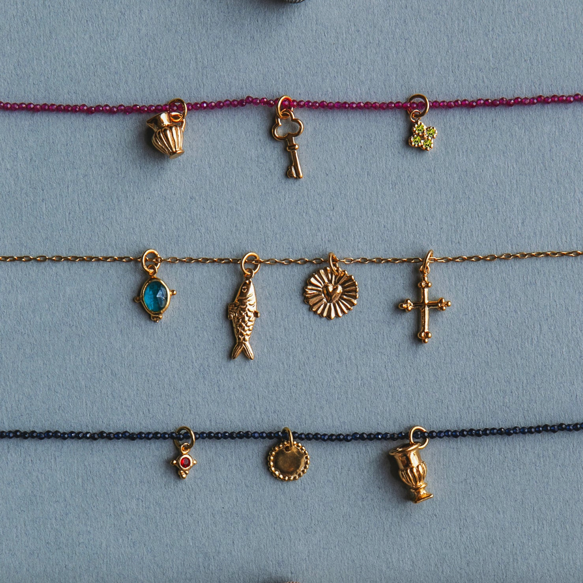 Alix D. Reynis - Talia Silver Gilt and Ruby Pearls Bracelet