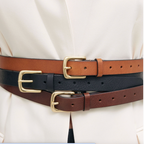 Classic Leather Belt with Brass Buckle
