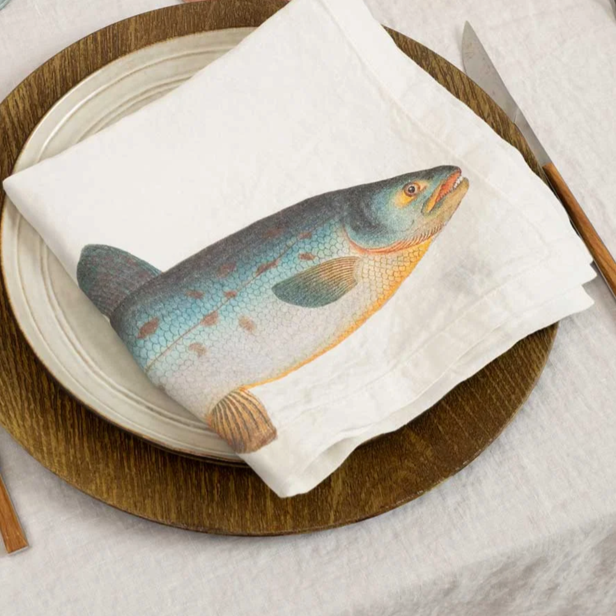 Illustrated Linen Napkins Set/6 - Sea Fish