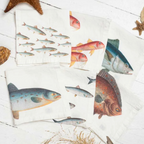 Illustrated Linen Napkins Set/6 - Sea Fish