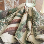 Illustrated Linen Napkins Set/6 - Pine Trees