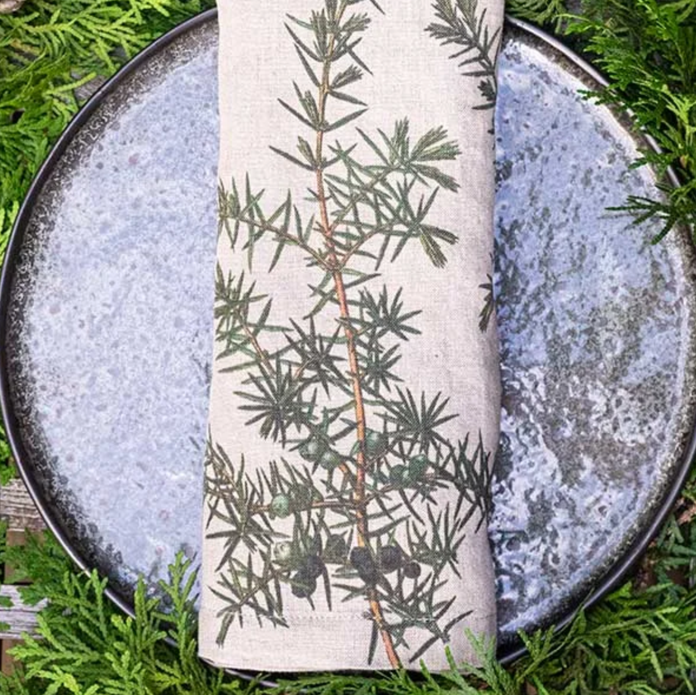 Illustrated Linen Napkins Set/6 - Pine Trees
