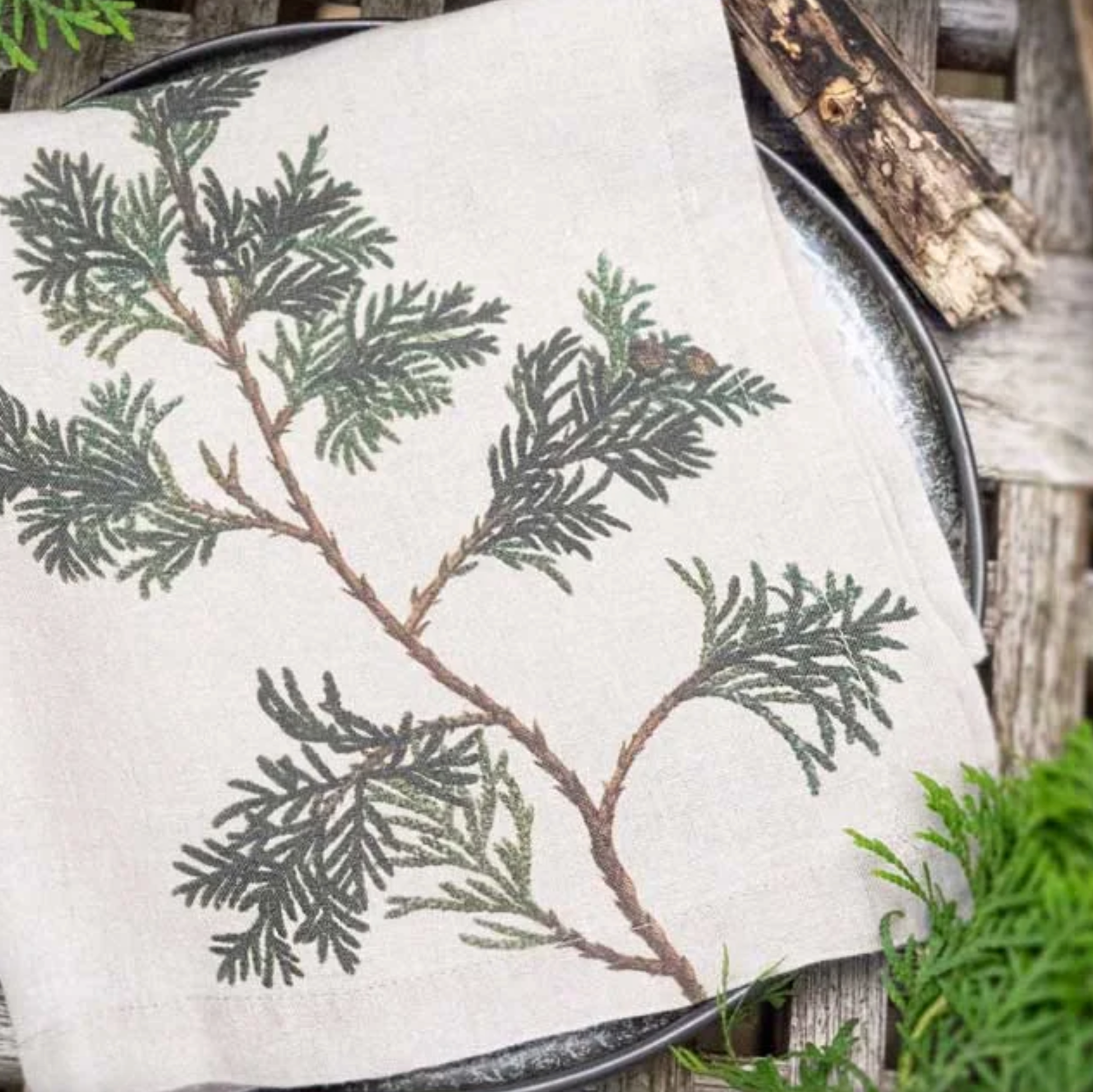 Illustrated Linen Napkins Set/6 - Pine Trees