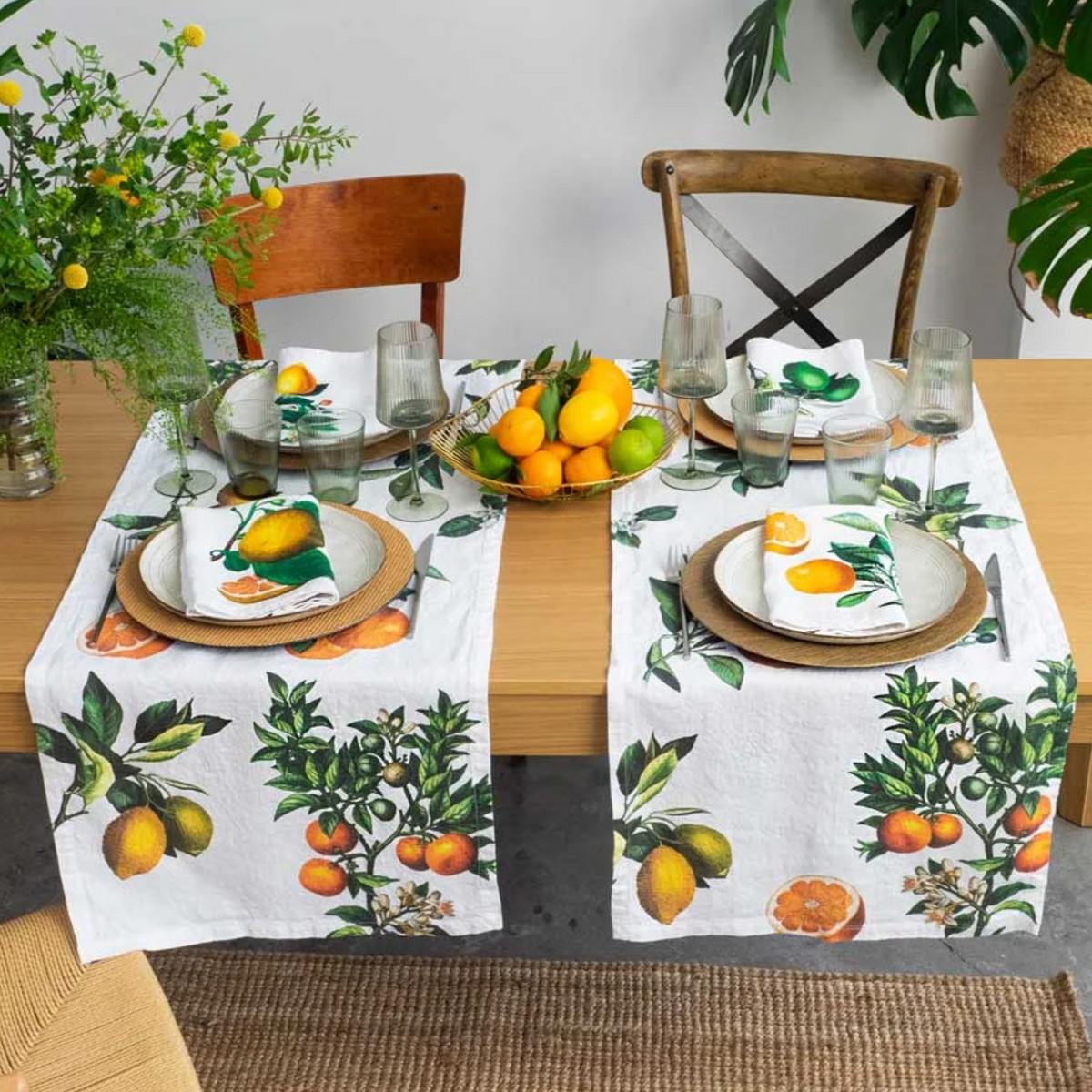 Illustrated Linen Table Runner - Citrus