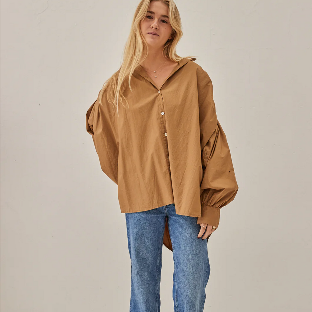 Mamapapa Northern Oversized Cotton Shirt w Gathers