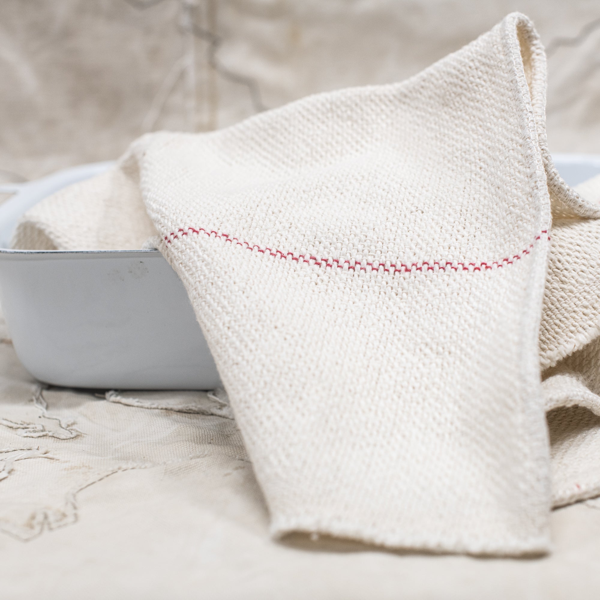 Red Stripe Selvedge Cloth / Oven Cloth