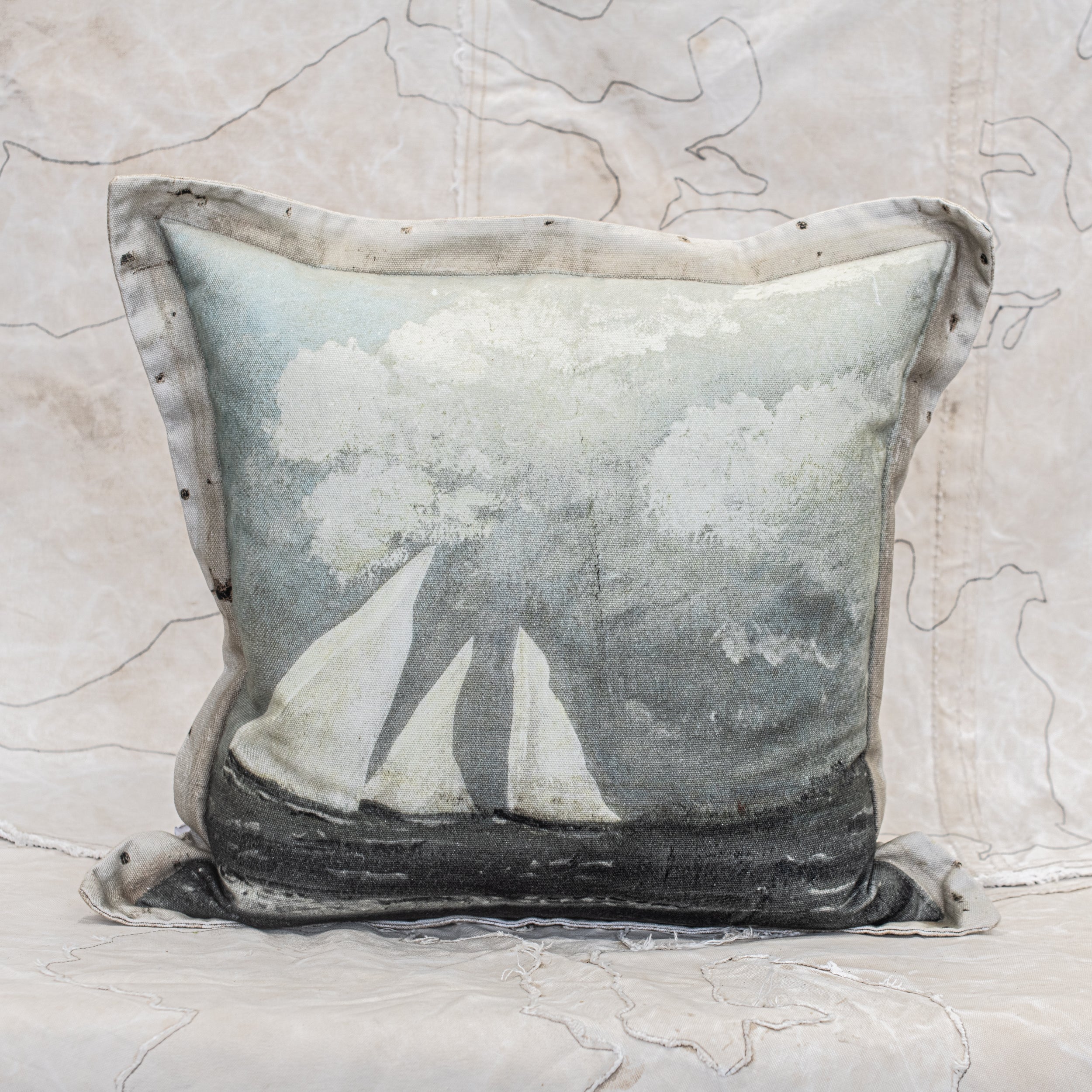 Swarm Heavy Canvas Cushion -  White Sail