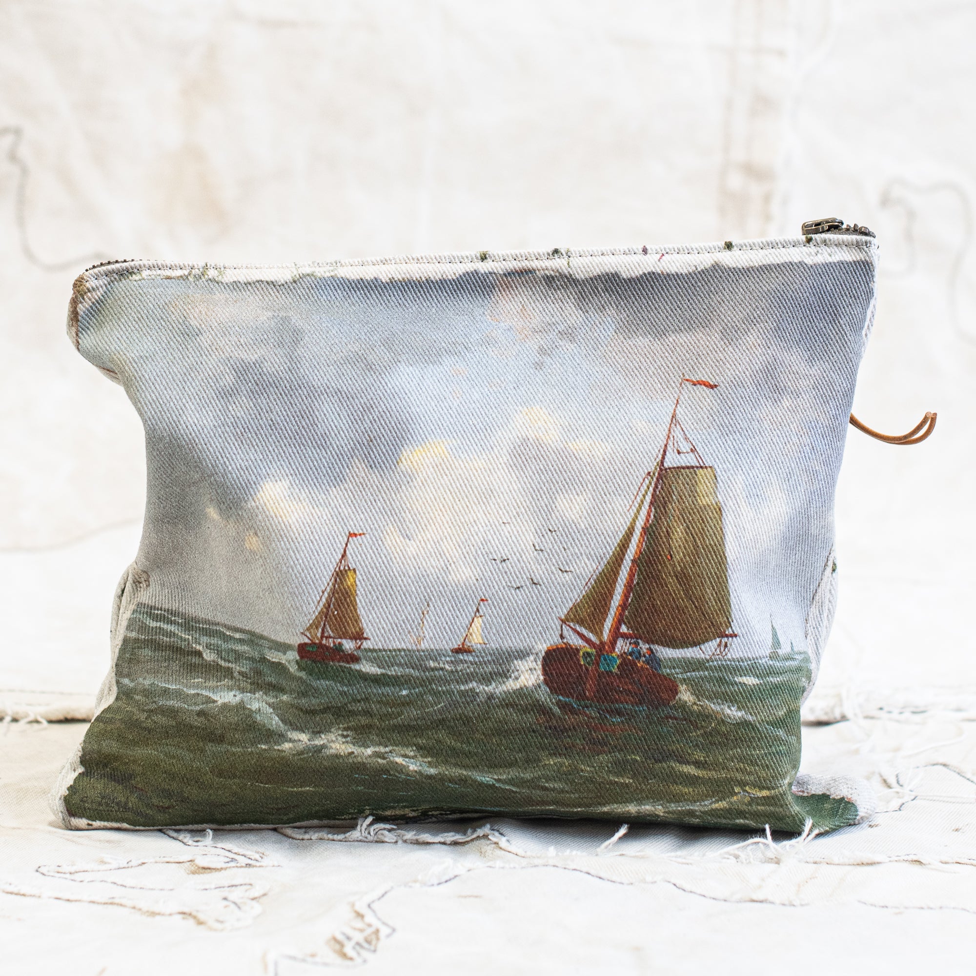 Swarm Canvas Painting Zip Clutch - Sail Away