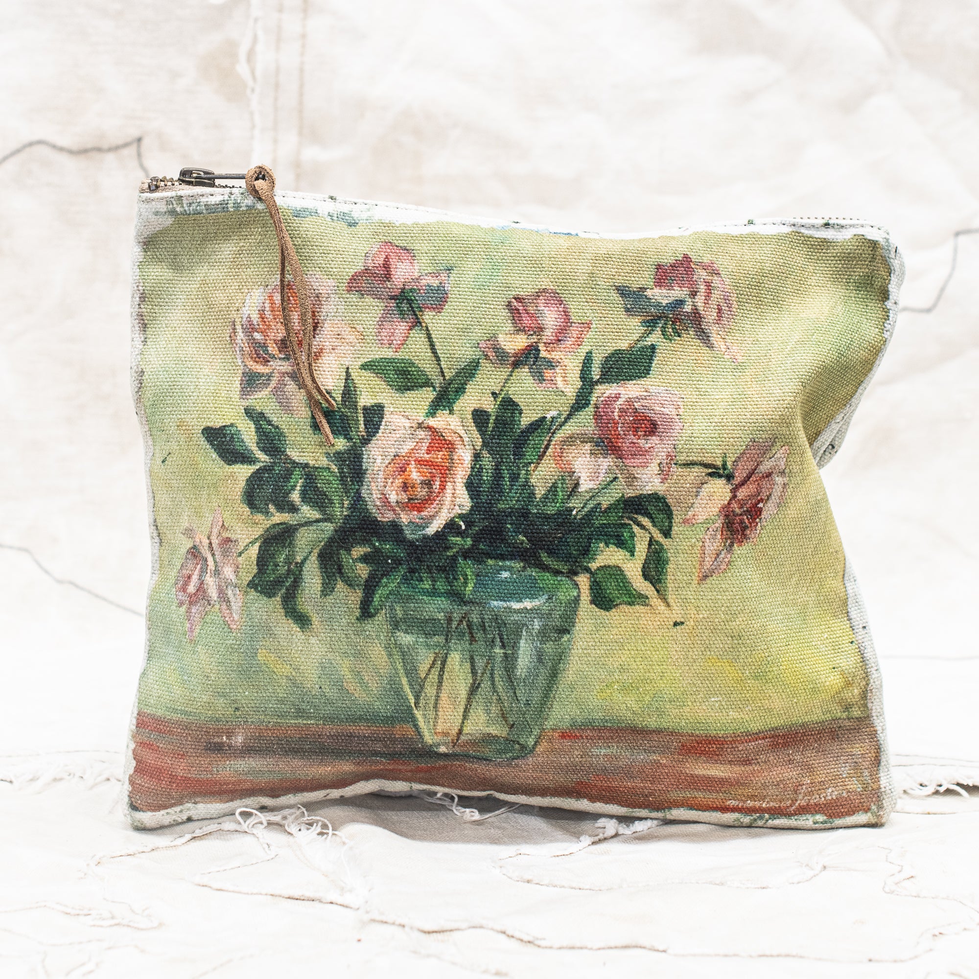 Swarm Canvas Painting Zip Clutch -  Rose