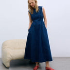 The New Society -Denim Woman Dress Indigo