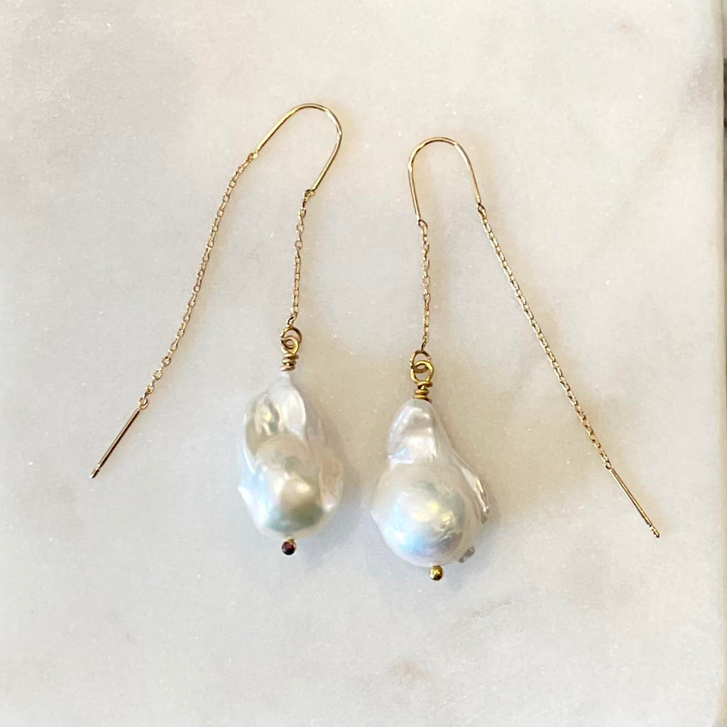 Baroque Freshwater Pearl Thread & Bar Earring