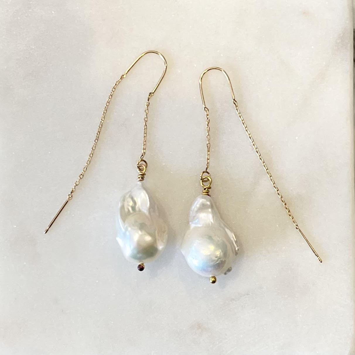 Baroque Freshwater Pearl Thread & Bar Earring