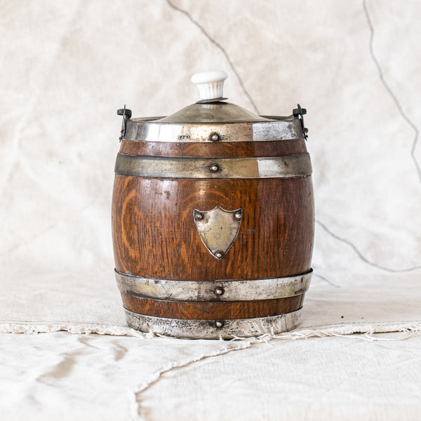Vintage Oak Biscuit Barrel - The Lost + Found Department