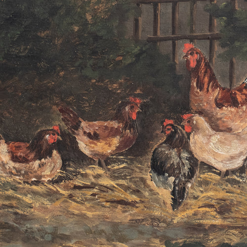 Antique English Farm Oil Painting