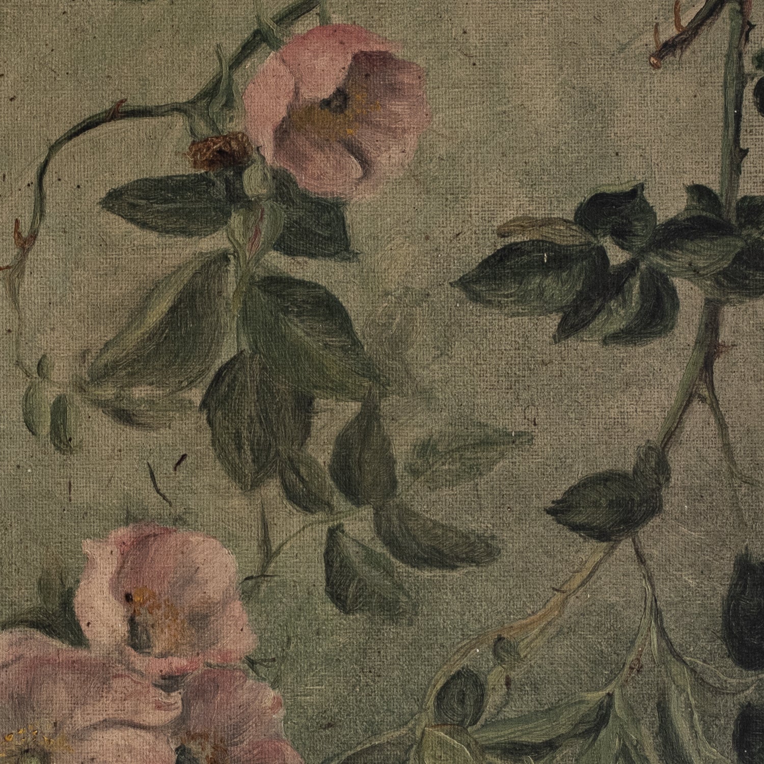 Antique English Floral Oil Painting