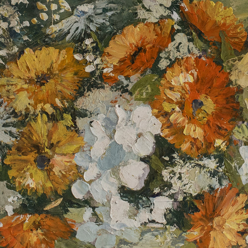 Antique French Floral Oil Painting