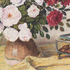 Antique French Floral Oil Painting