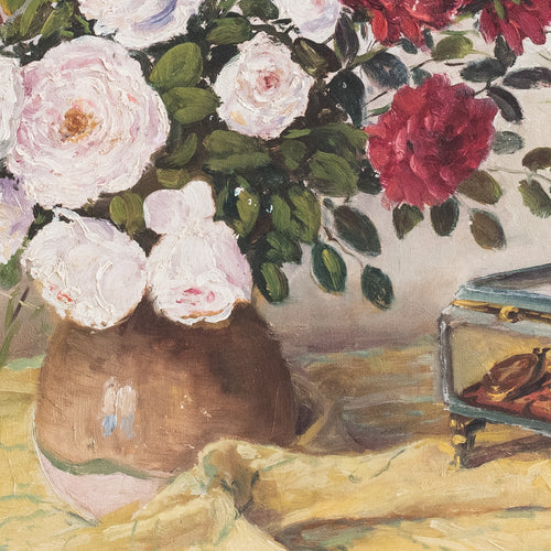 Antique French Floral Oil Painting