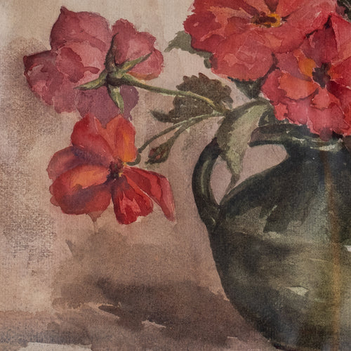 Antique English Floral Watercolour Painting