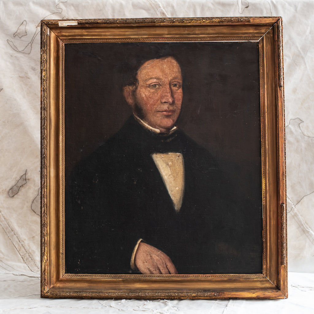 Antique English Portrait Framed Oil Painting