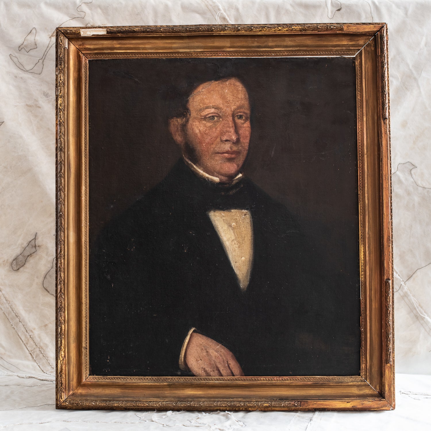 Antique English Portrait Framed Oil Painting