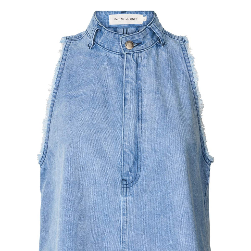 Raben Saloner - Light washed denim halter top