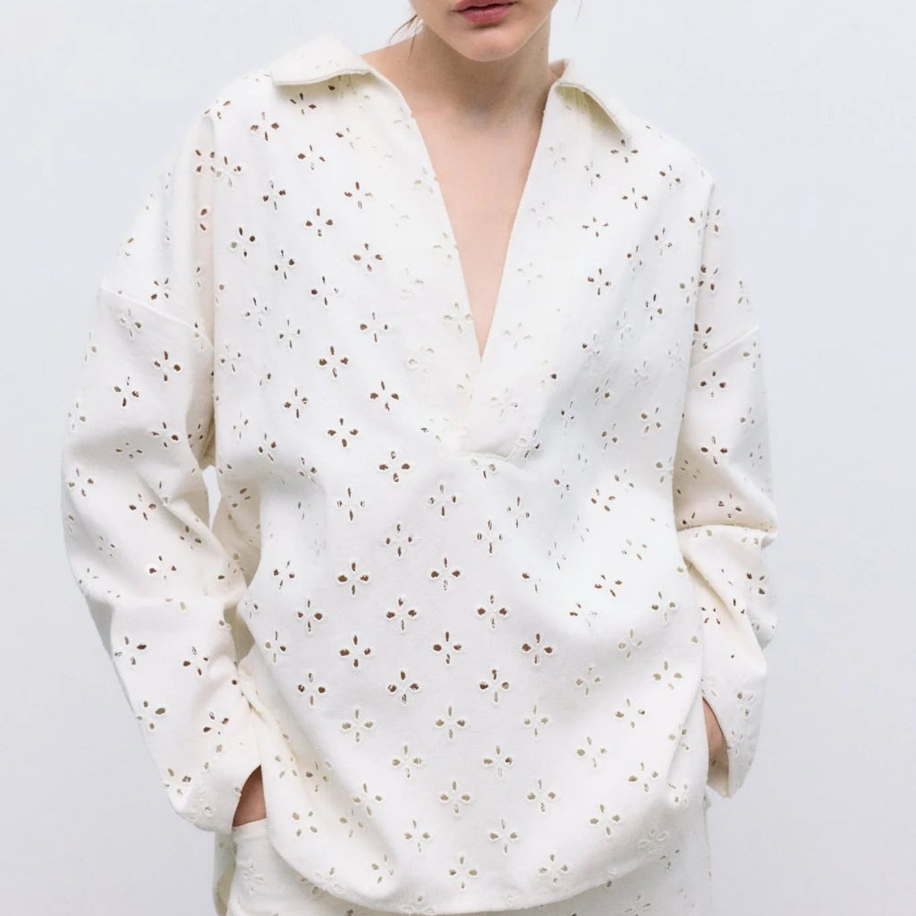 The New Society - Camelia Woman Blouse Pure Cloud Denim