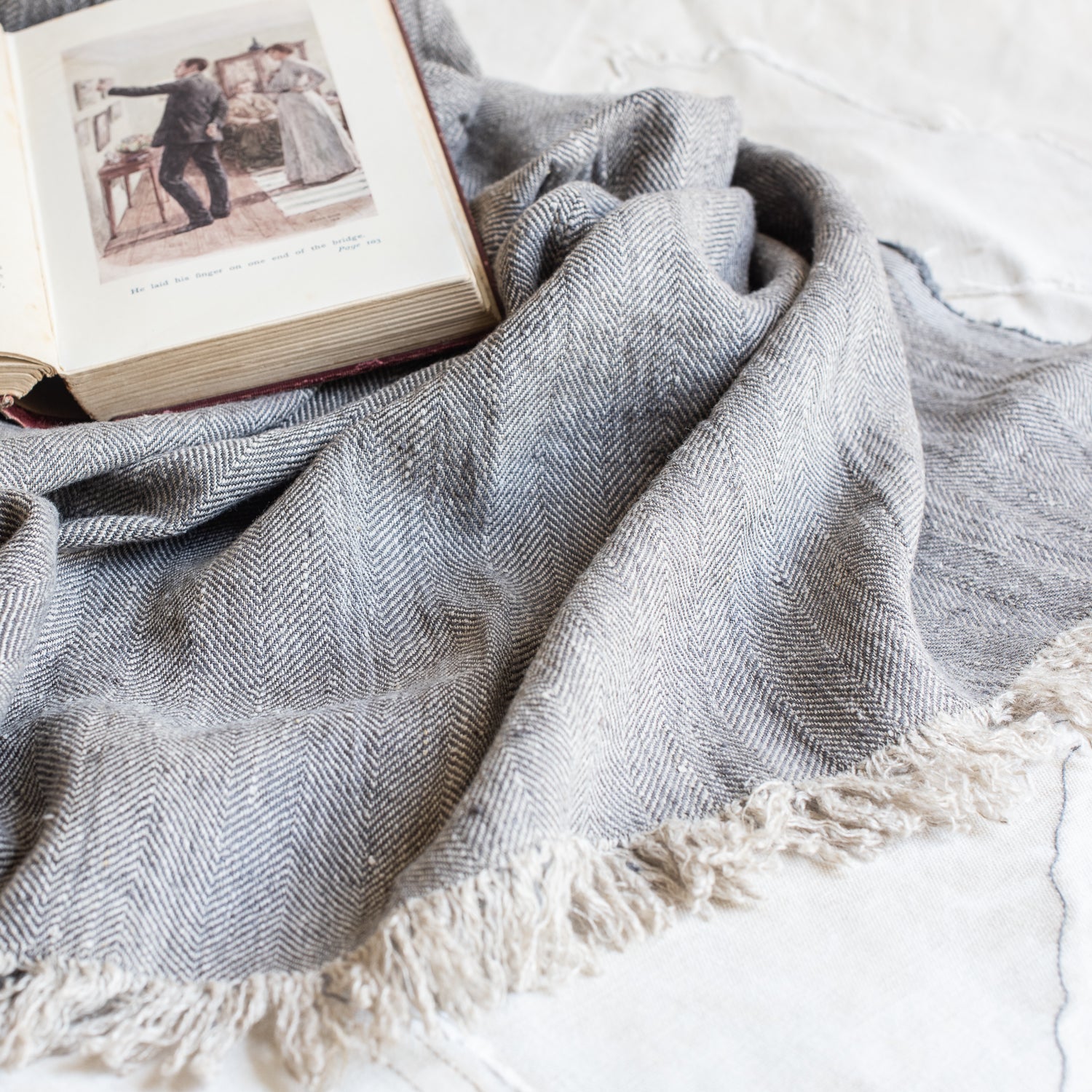 +Swedish Linen Herringbone Throws - The Lost + Found Department