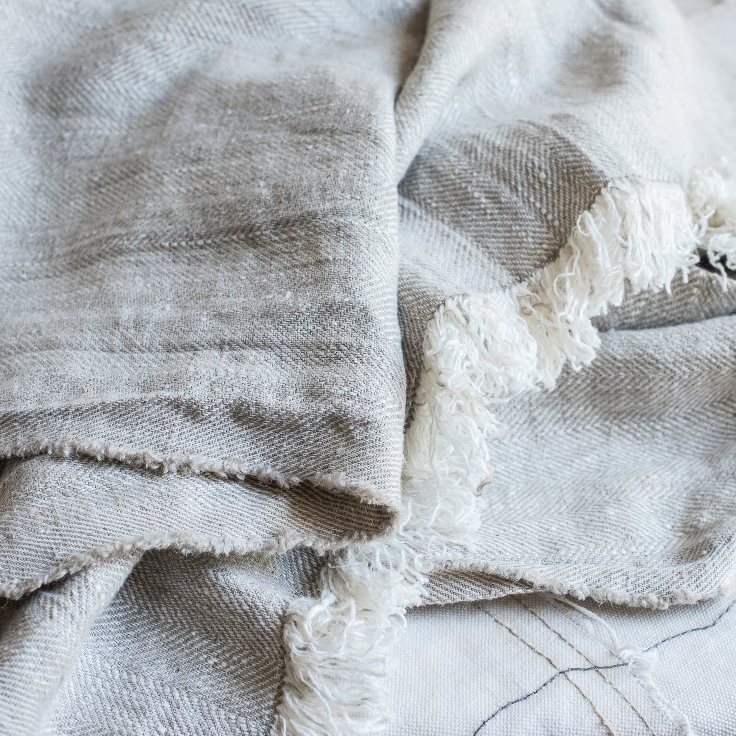 +Swedish Linen Herringbone Throws - The Lost + Found Department