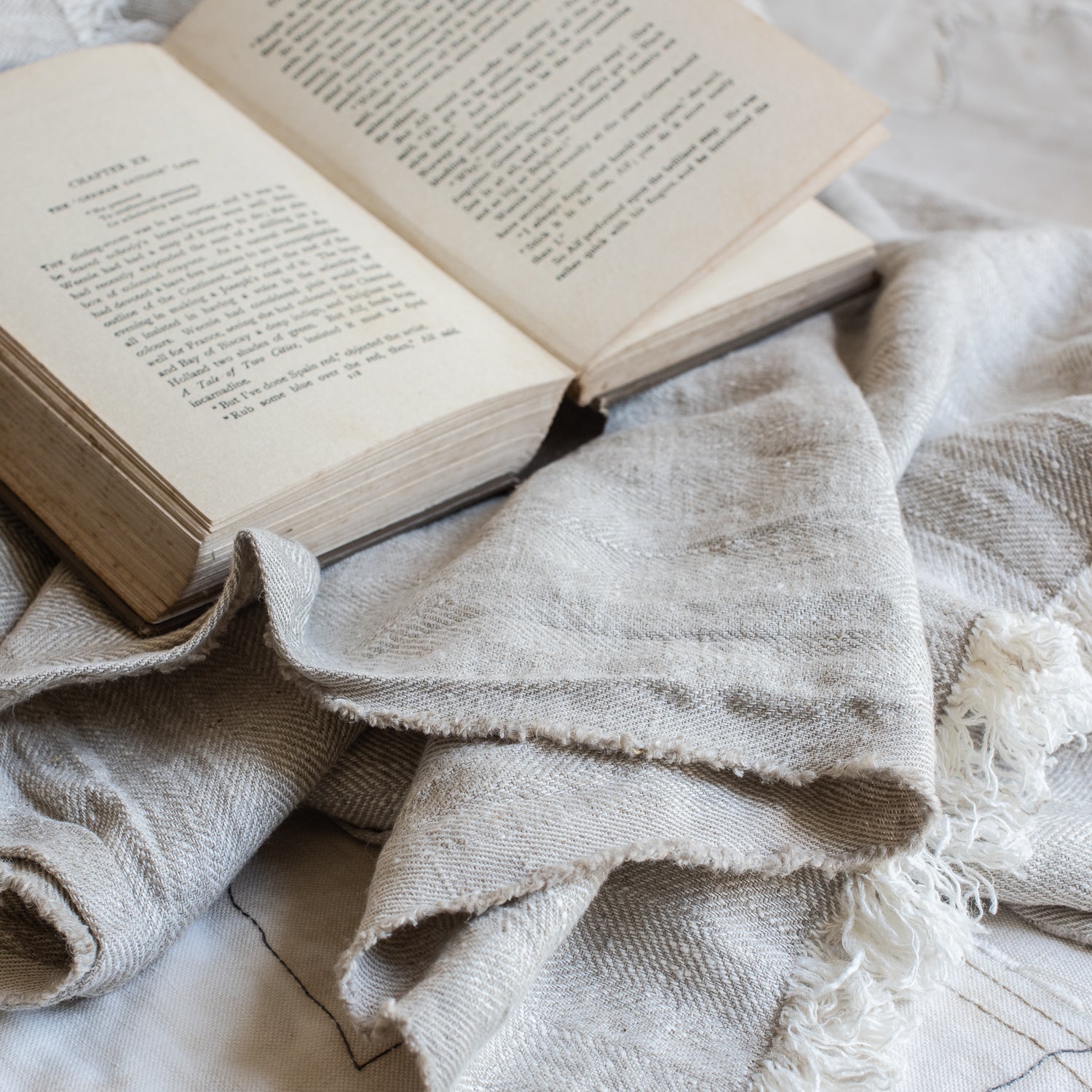 +Swedish Linen Herringbone Throws - The Lost + Found Department