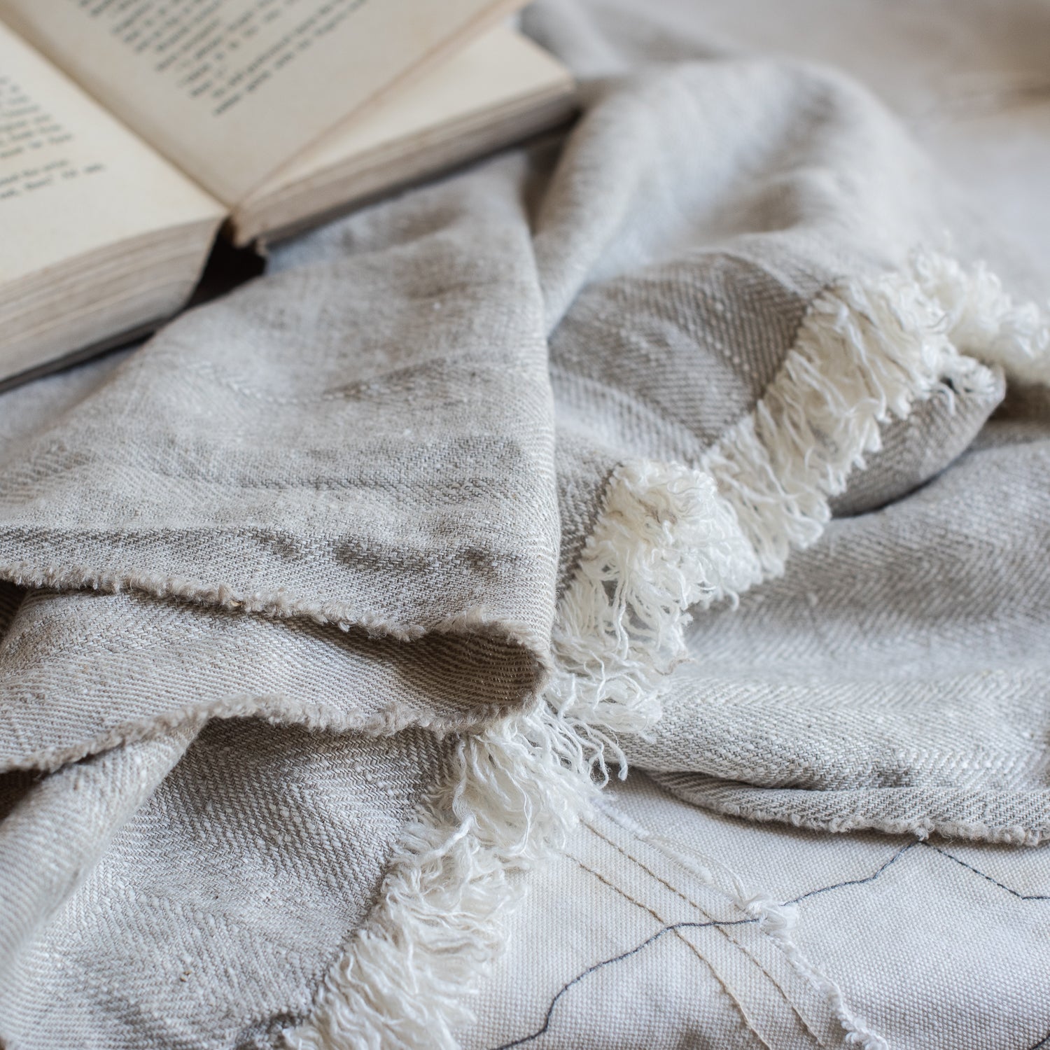 +Swedish Linen Herringbone Throws - The Lost + Found Department
