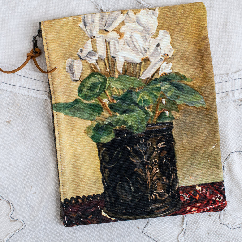 Swarm Canvas Painting Zip Clutch - Cyclamen - The Lost + Found Department