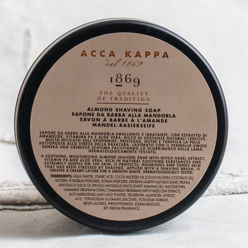 + Almond Shaving Soap - Acca Kappa - The Lost + Found Department