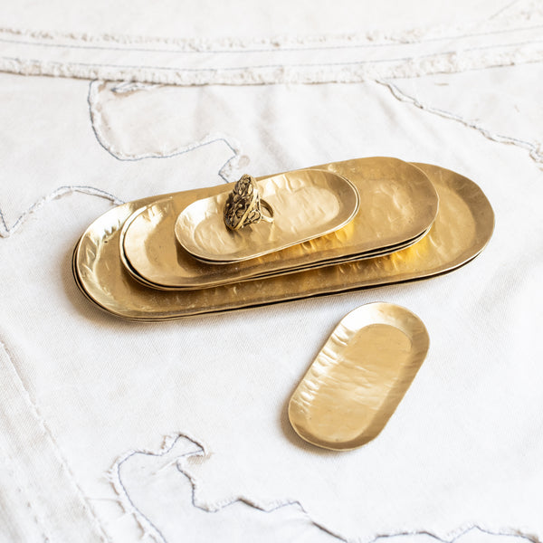 Small Trays - Oval Hammered Brass - The Lost + Found Department