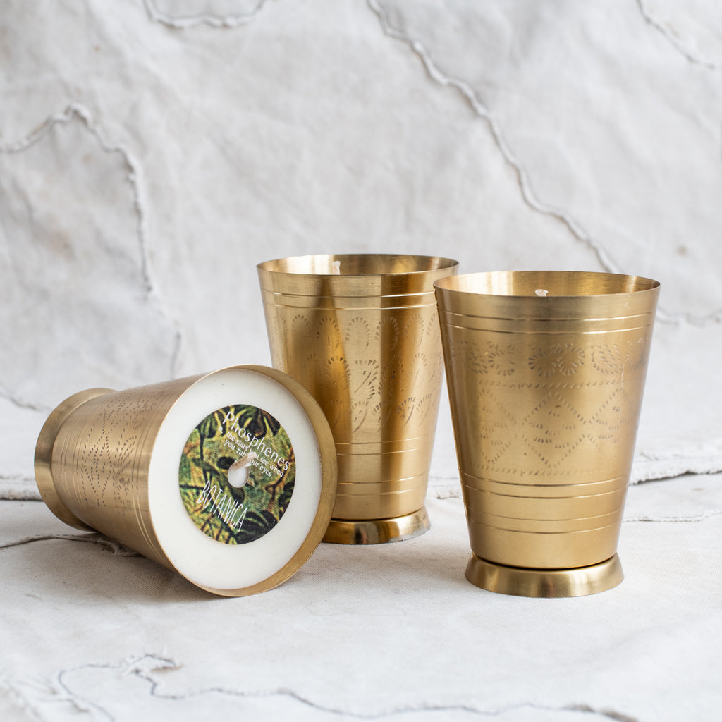 Handmade Soy Candles in Brass Lassi Cup - The Lost + Found Department