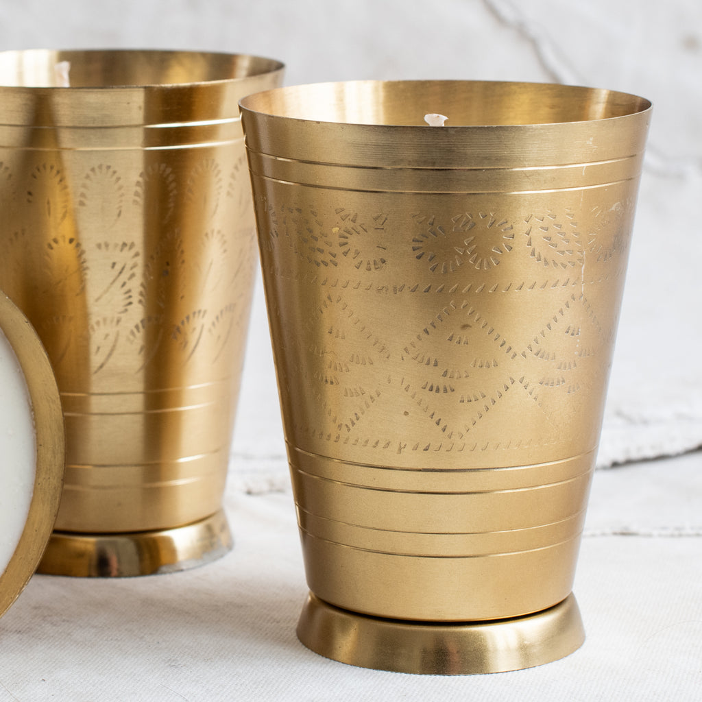 Handmade Soy Candles in Brass Lassi Cup - The Lost + Found Department