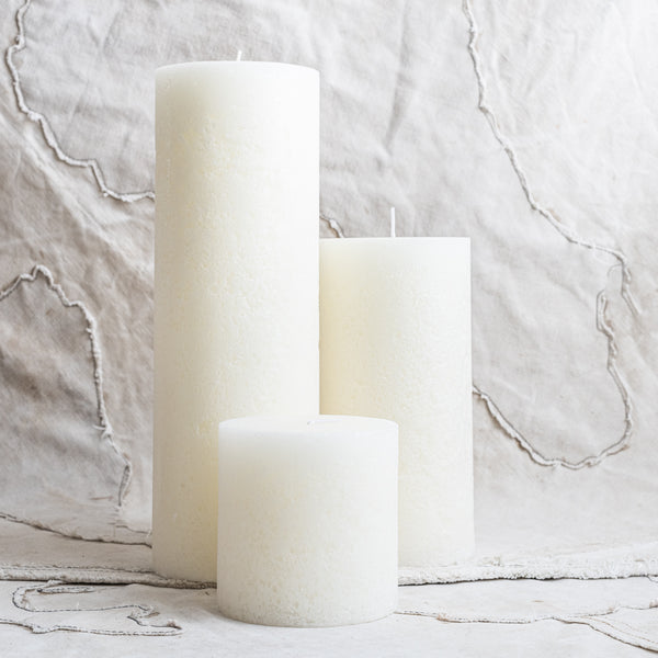 Candles - Warm White Textured Pillar - The Lost + Found Department
