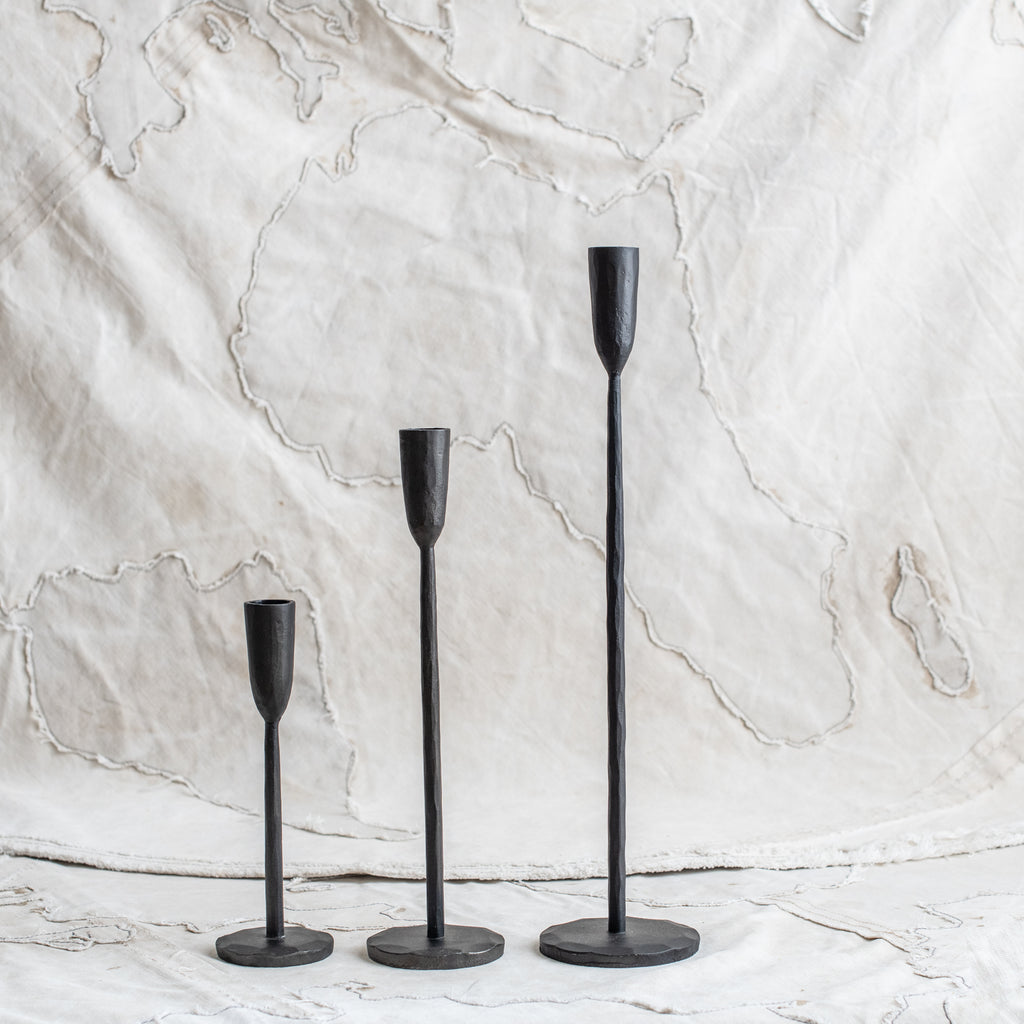 + Cast Iron Black Candlesticks - The Lost + Found Department