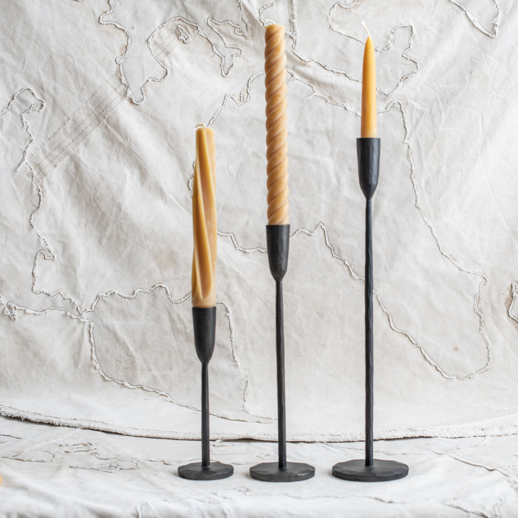 + Cast Iron Black Candlesticks - The Lost + Found Department