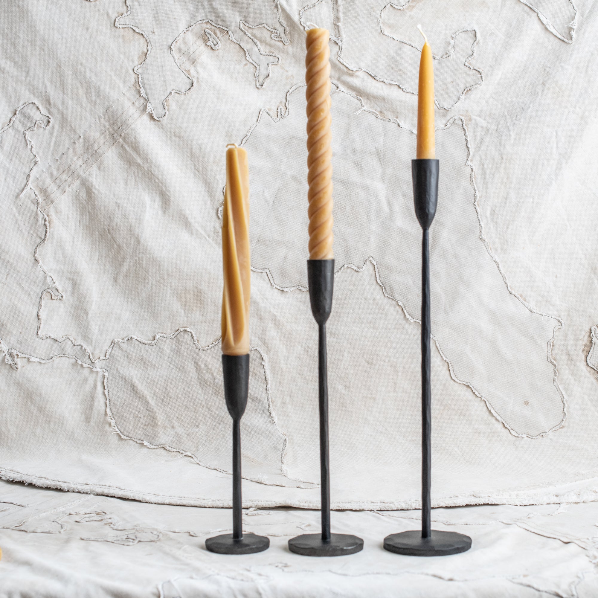 + Cast Iron Black Candlesticks - The Lost + Found Department