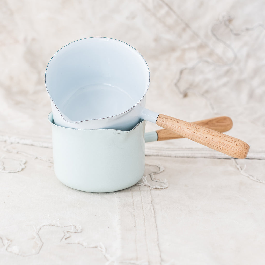 + Enamel Saucepan with Wooden Handle - The Lost + Found Department