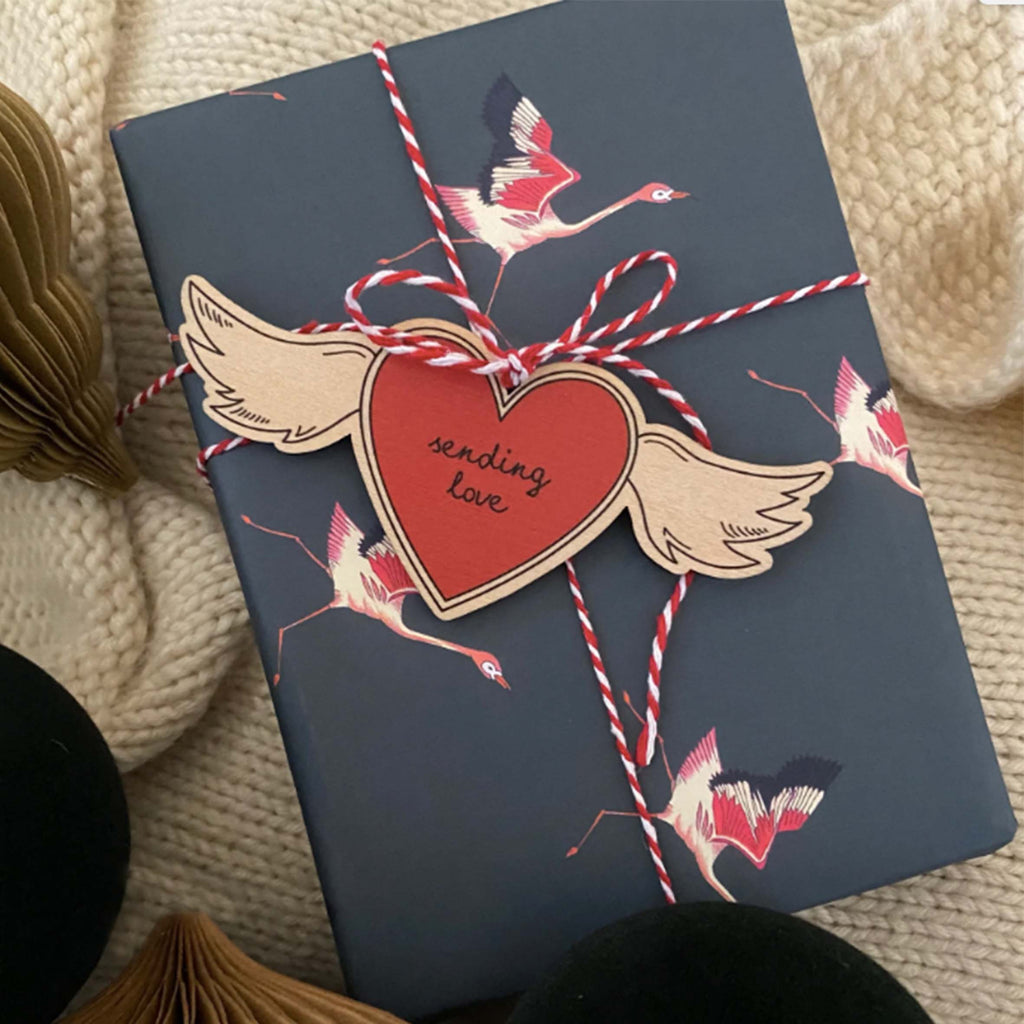 + Wooden Decoration - "Sending Love" Winged Heart - The Lost + Found Department