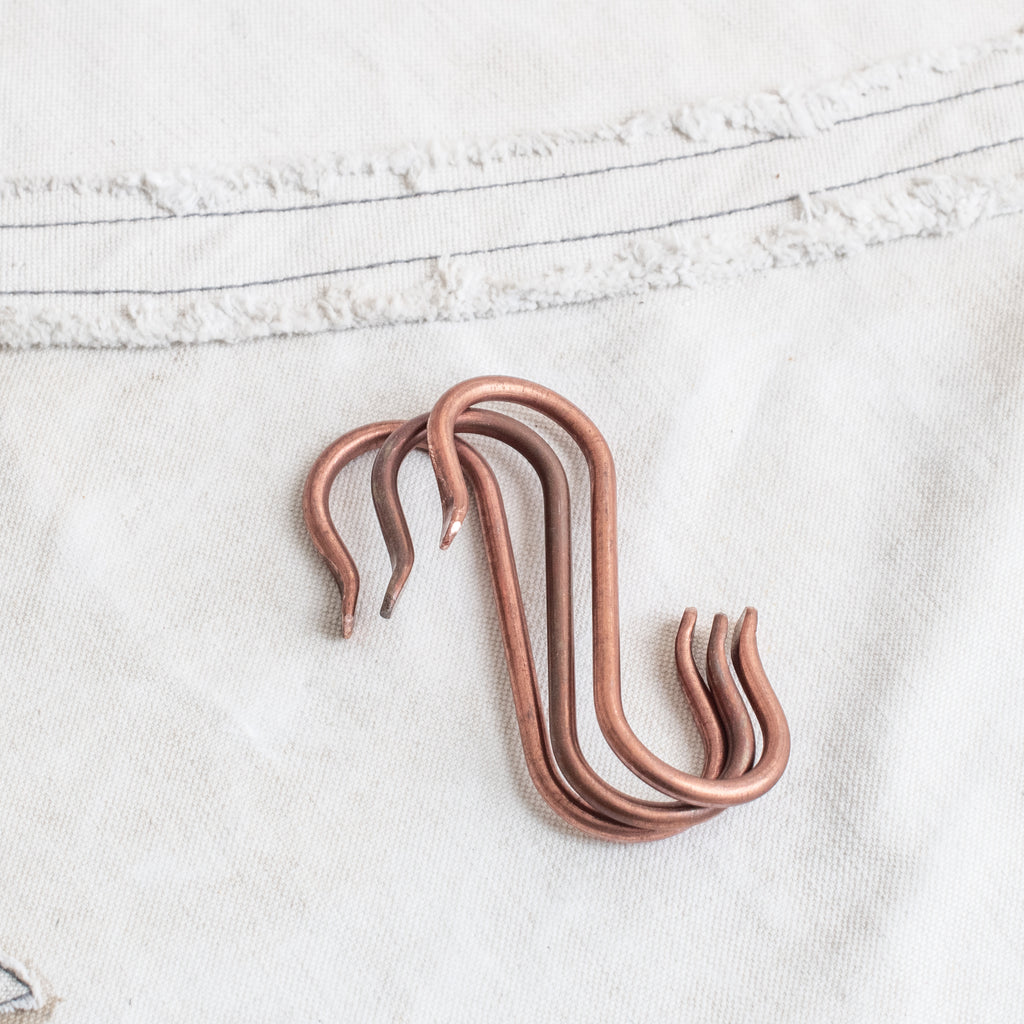 + S Hooks with Hammered End in  Copper and Brass - The Lost + Found Department