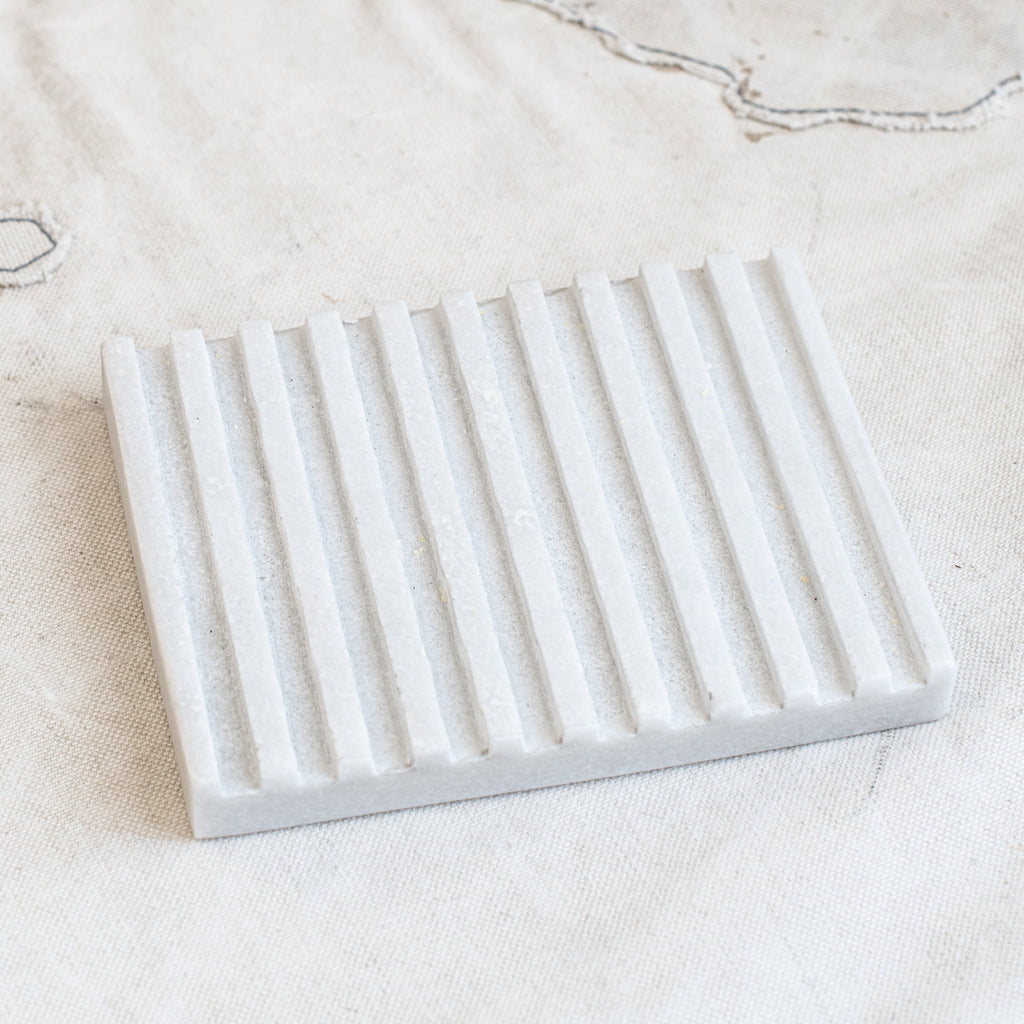 + Marble Soap Dish - Ribbed - The Lost + Found Department